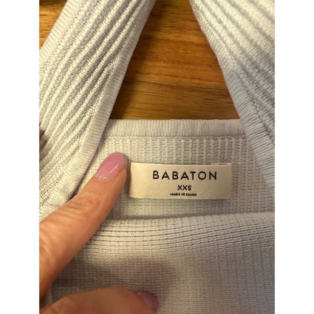 Aritzia Babaton Sculpt Knit Square Neck Cropped Tank Top Pale Blue Womens 2XS - Picture 3 of 4